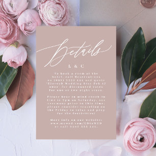 Moderna rosa, taupe och vita monogram bröllopsdeta OSA kort