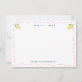 Moderna Rosa Vågiga Linje Citroner Bröllopskväll Tack Kort