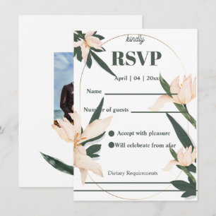 Moderna rosablommiga cirkulära RSVP-kort Inbjudningar