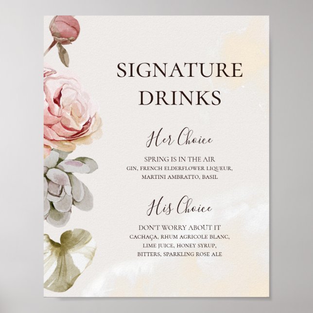Moderna rosenskära blomstermålningar i akvarellsti poster (Framsidan)