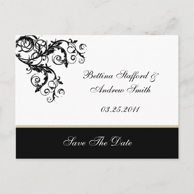 Moderna rullar spara datumet meddelande vykort (Framsida)