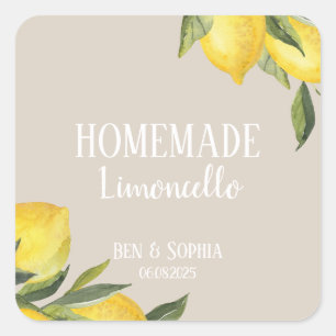 Moderna Rustika Hemmagjorda Italienska Limoncello Fyrkantigt Klistermärke