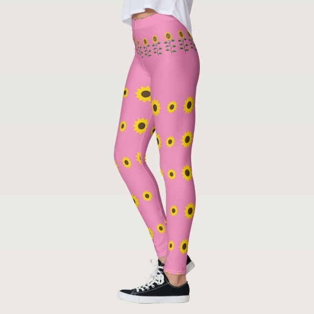 Moderna Rustika Solrosmönster  Leggings (Vänster)