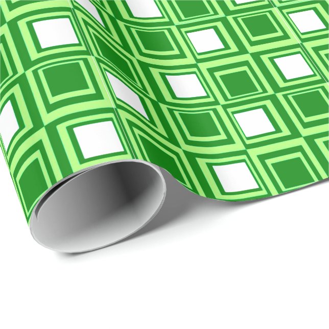 Moderna rutor, smaragd och limegrön presentpapper (Rullad Hörn)