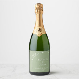 Moderna salvia gröna välvd champagneflasketiketter
