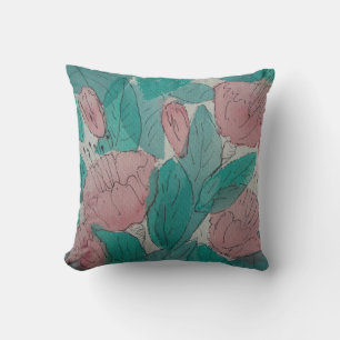 moderna, samtida sketchy fuschia-blommor kudde