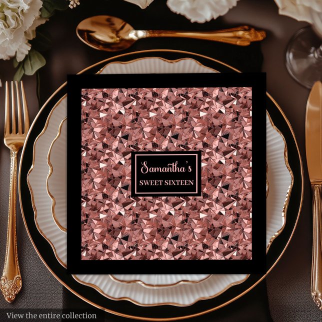 Moderna servetter Rose Gold och svart metallisk (Modern Napkins Rose Gold and Black Metallic)