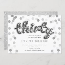 Moderna Silver-ballonger Glitter 30-årsdagen Inbjudningar