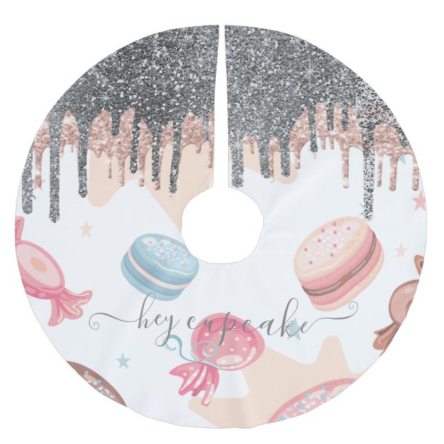 Moderna Silver Glitterdroppar Godis Sweets  Julgransmatta Borstad Polyester (Framsidan)