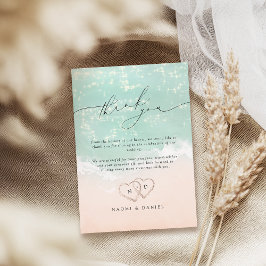 Moderna skrifthörningar i Sand Beach-bröllopet Tack Kort