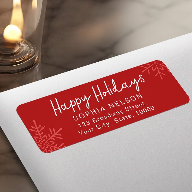 Moderna skript snöflingor högtider returadress etikett (Modern Script Snowflakes Holidays Return Address Label)