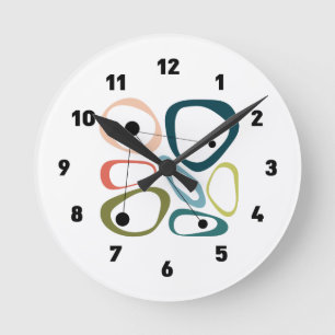 Moderna Småstarna i mitten av århundradet Rund Klocka