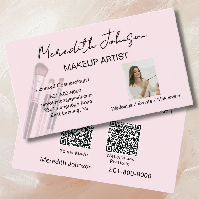 Moderna Sminkörers Professionella Fotokoder QR Visitkort (Skapare uppladdad)