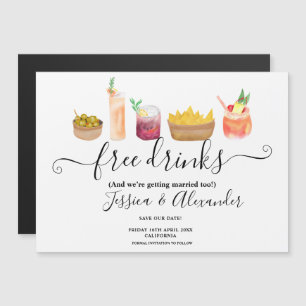 Moderna snacks-cocktails vattenfärg sparar datumet