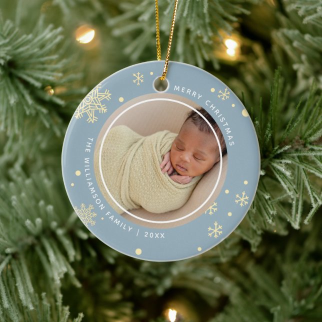 Moderna snöflingor 2 bilder julgransprydnad keramik (Träd)