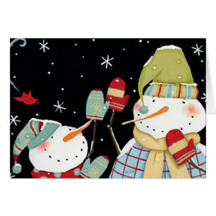 Moderna snögubbear med Mittens Hälsningskort