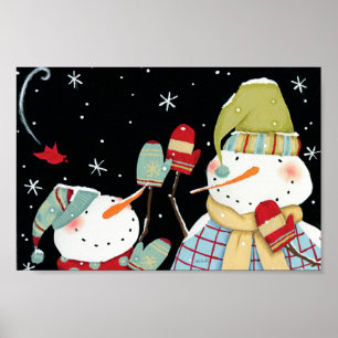 Moderna snögubbear med Mittens Poster