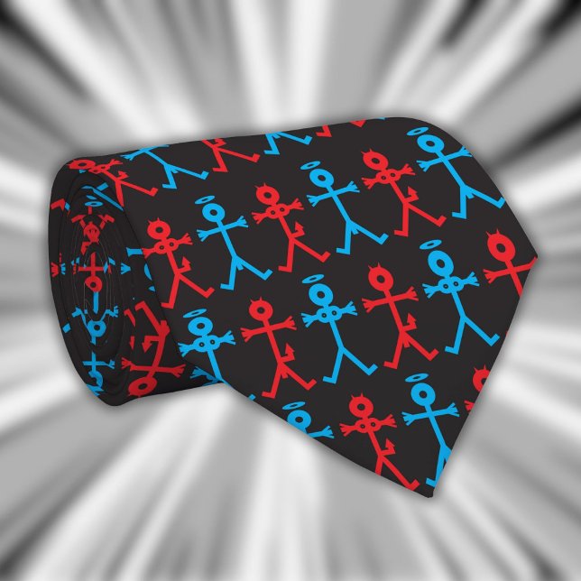 Moderna Snygga Änglar Djävlar Ikoner Mönster Slips (Modern Stylish Angel Devil Icons Pattern Tie)