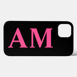 Moderna snygga varma rosa svarta monogram initiale