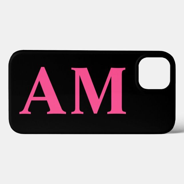 Moderna snygga varma rosa svarta monogram initiale (Baksida (horisontell))