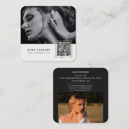 moderna sofistikerade QR-kodnätverksfoton Fyrkantigt Visitkort