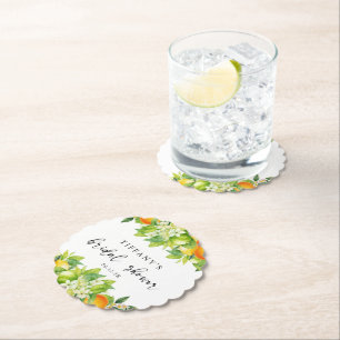 Moderna sommarapelsiner citron citrus bröllopsdusc underlägg papper