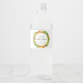 Moderna sommarapelsiner citron citrus bröllopsdusc vattenflaskor etikett
