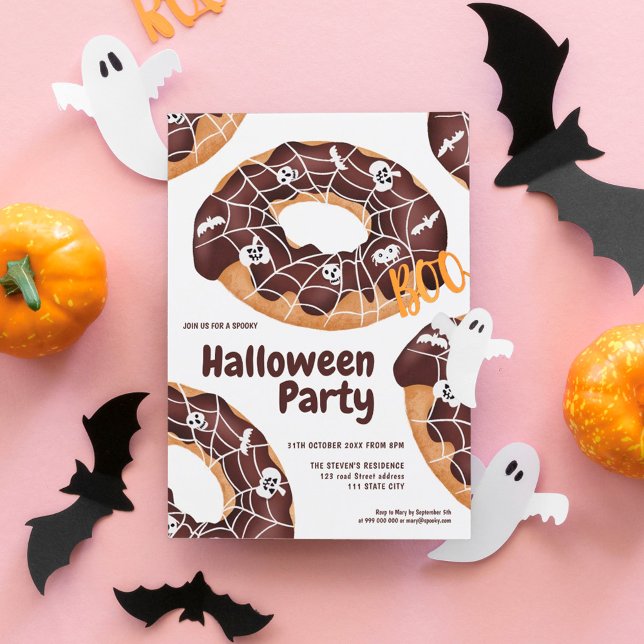 Moderna, söta spindelspokaler i Halloween fest Inbjudningar (Skapare uppladdad)