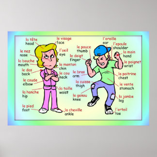 Moderna språk, Fransk, kroppsdelar Poster