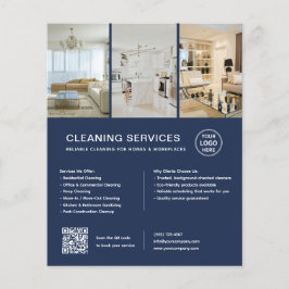 Moderna städtjänster Navy Blue QR-företag Flygblad