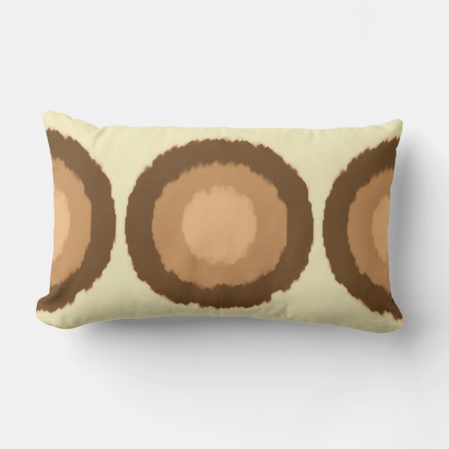 Moderna stamcirklar - bruna och beige lumbarkudde (Framsida)