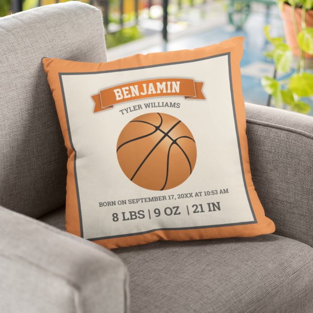 Moderna statistik för bebisens födelse på basketbo kudde (Skapare uppladdad)