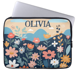 Moderna stilrena botaniska vildblommor laptop fodral