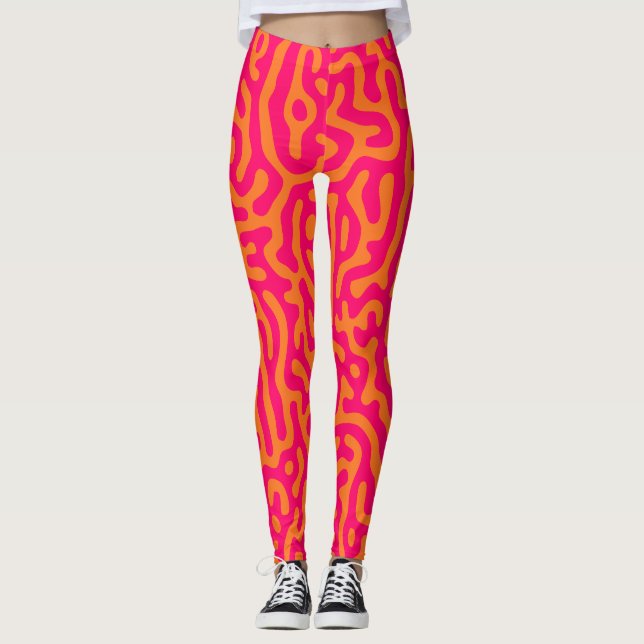 Moderna stilrena orange fuchsia Leggings (Framsida)