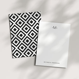 Moderna Stilsamma Geometriska Diamanter Monogram Anteckningskort