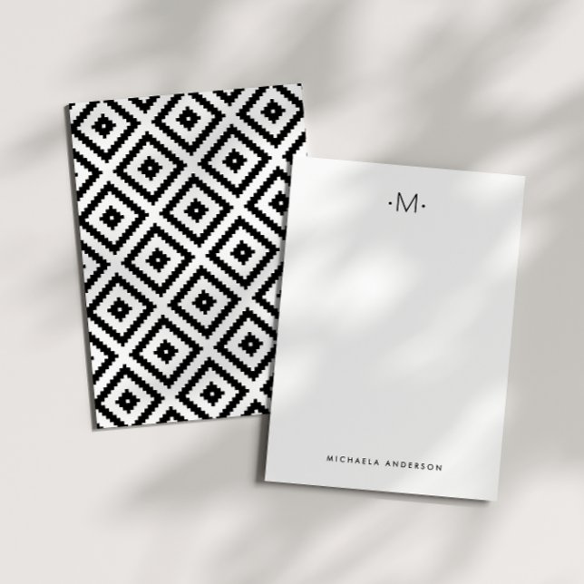 Moderna Stilsamma Geometriska Diamanter Monogram Anteckningskort (Skapare uppladdad)