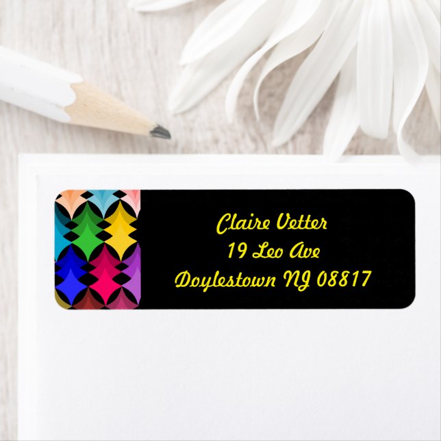 Moderna stjärnor i mitten av århundradet returadress etikett (Insitu)