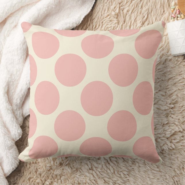 Moderna stora prickar i rosa och krämfärgad mönste kudde (Filt)