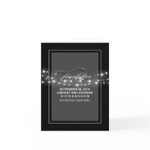 Moderna strängljus svarta tackkort för bröllop