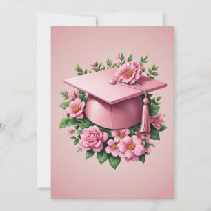 moderna studentkort för rosa av blommor inbjudningar