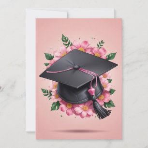 moderna studentkort för rosa av blommor inbjudningar