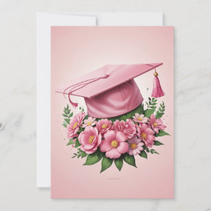 moderna studentkort för rosa av blommor inbjudningar