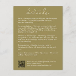 Moderna Styliga Olivfärgade Bröllopsdetaljer Tilläggskort