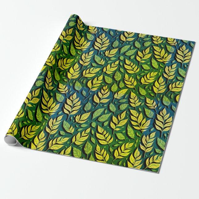 Moderna Stylish Bruna Höstlöv Presentpapper (Utrullad)