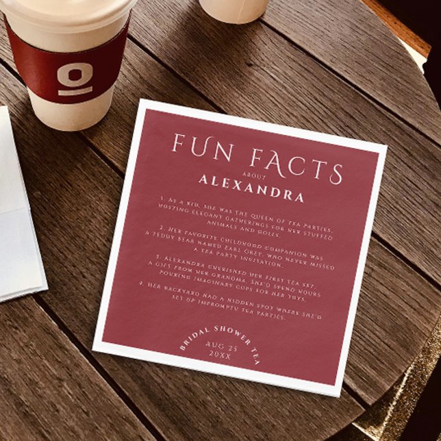 Moderna Stylish Burgundy Monokroma Roliga Fakta Br Pappersservett (Skapare uppladdad)