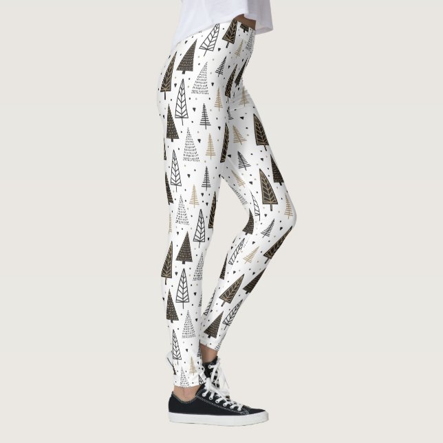 Moderna svart guld- hand plockadegrästräd leggings (Höger)