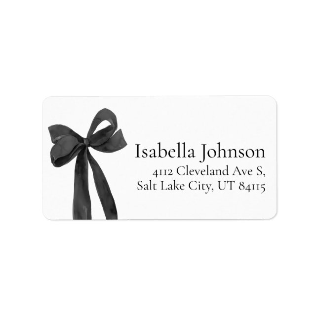Moderna svarta band Coquette returadressetiketter Adressetikett (Framsidan)
