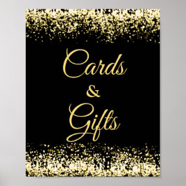 Moderna svarta Guld-kort och gåvor Poster