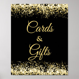 Moderna svarta Guld-kort och gåvor Poster