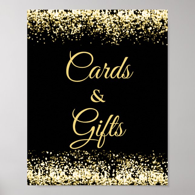 Moderna svarta Guld-kort och gåvor Poster (Framsidan)